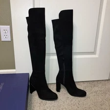 STUART WEITZMAN Boots ALLJILL Black Suede - Sz 5.5 M Excellent! BOX & DUSTBAG