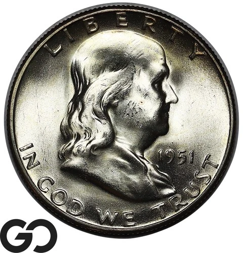 1951-S Franklin Half Dollar, Full Bell Lines, Superb Gem BU++ FBL