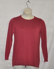Joan Rivers Crew Neck Sweater with Back Button Detail Size S Winter Rose