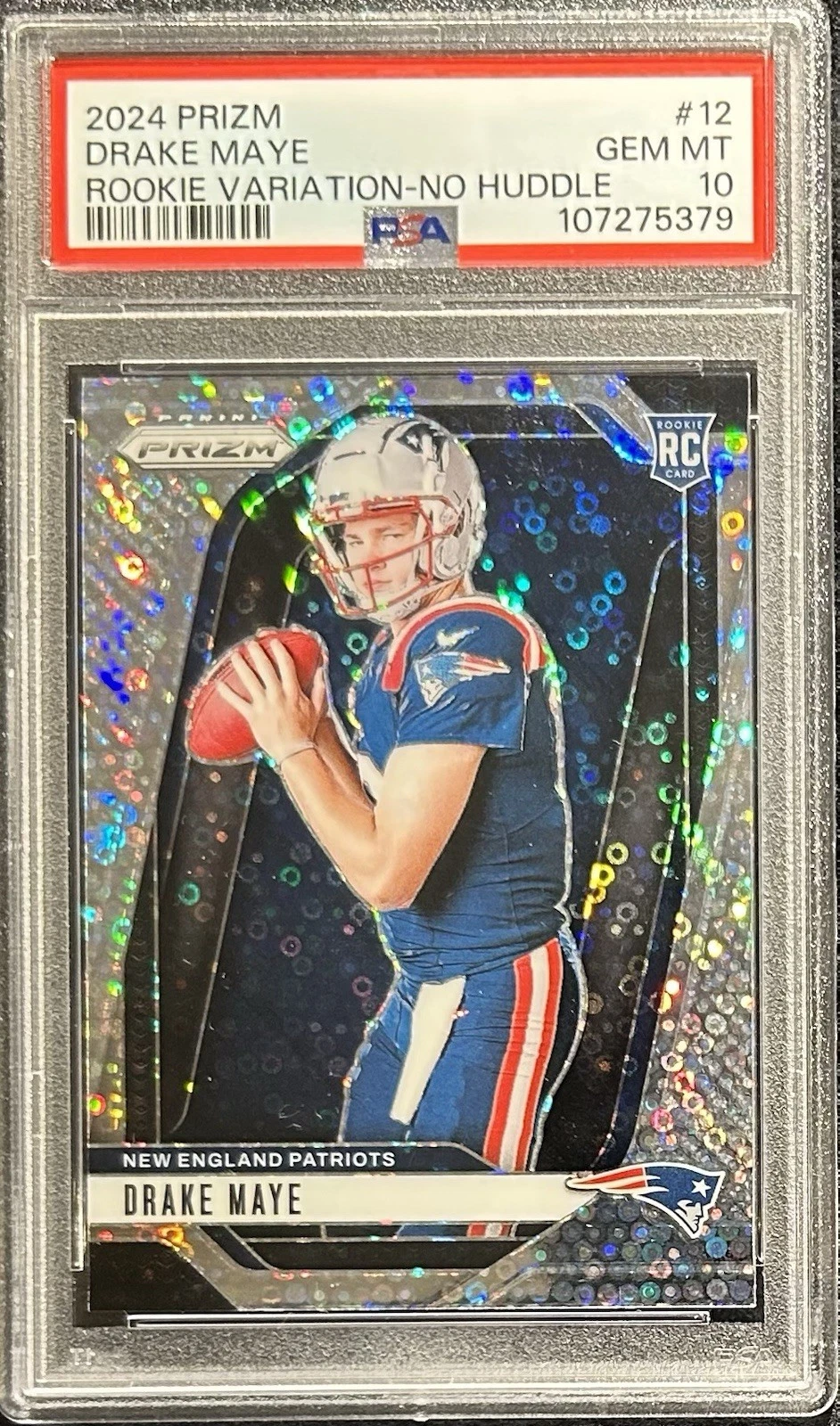 Deal for 2024 Panini Prizm - Rookie Variations Drake Maye #12 No Huddle Prizm (RC) PSA 10