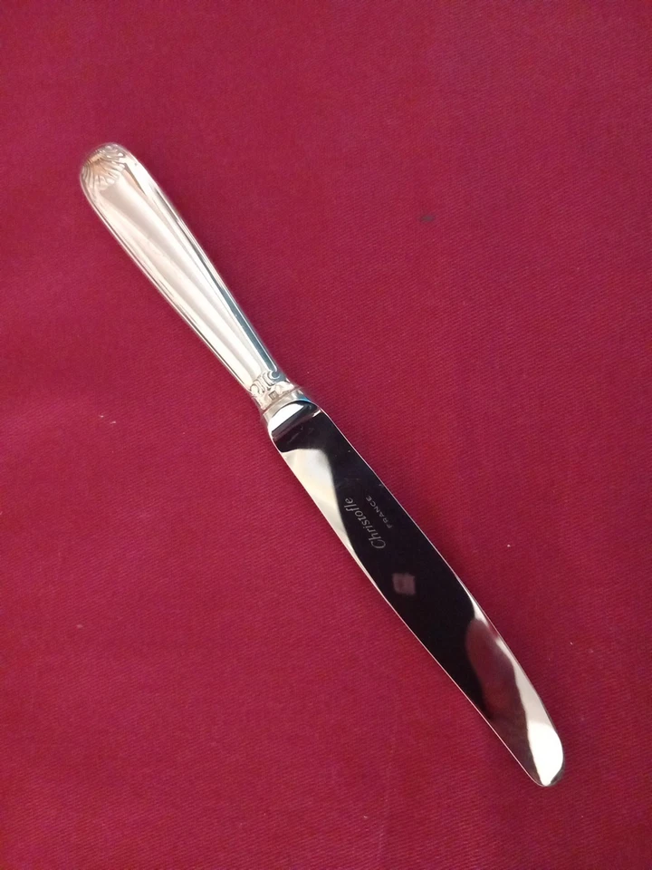 1 Coltelli Da Tavola In Metallo Argentato Christofle Conchiglia Vendôme - Immagine 3 di 4