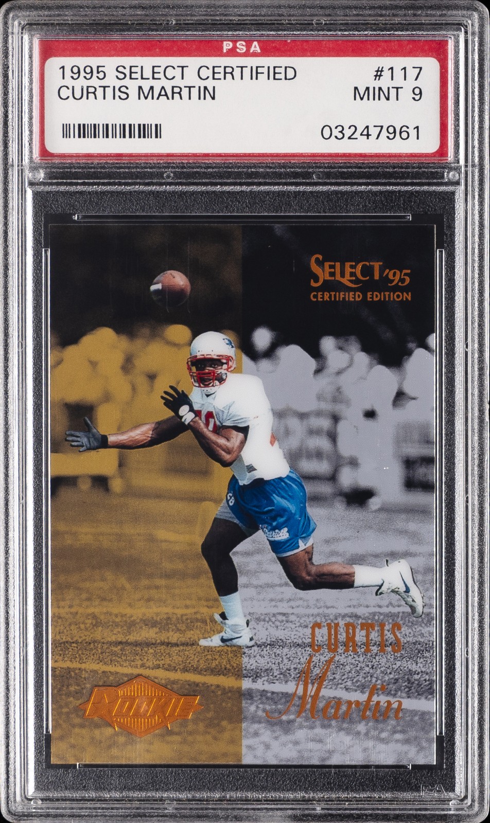 1995 SELECT CERTIFIED #117 CURTIS MARTIN ROOKIE RC PSA 9