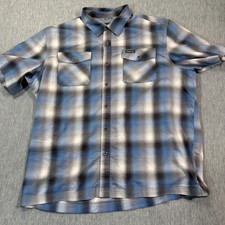 Wrangler Shirt Men XL Blue Plaid Short Sleeve Button Down Outdoor Casual Fit