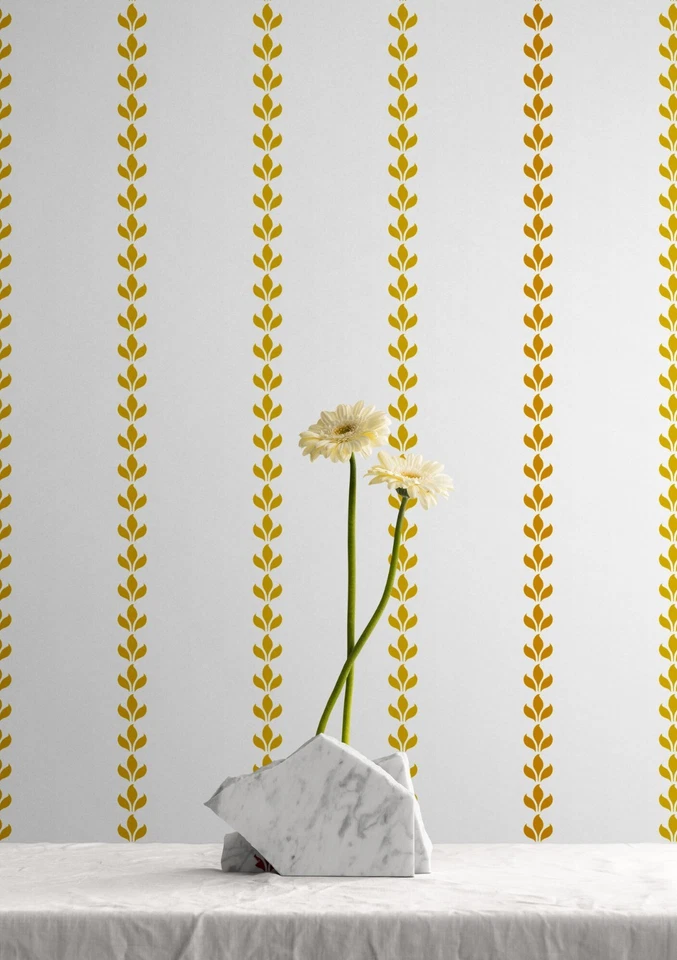 Plantilla de pared a rayas de hojas verticales - Patrón de casa de campo reutilizable para pintura Foto 3 de 4