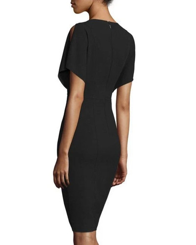 Elie Tahari Lourdes Black V-Neck Cold Shoulder Sheath Dress Size 4 NWT $398 - Picture 2 of 7