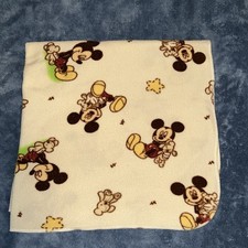 Disney Baby Blanket Mickey Mouse Teddy Bear Yellow Stars Beige Rare Flaws-Read 