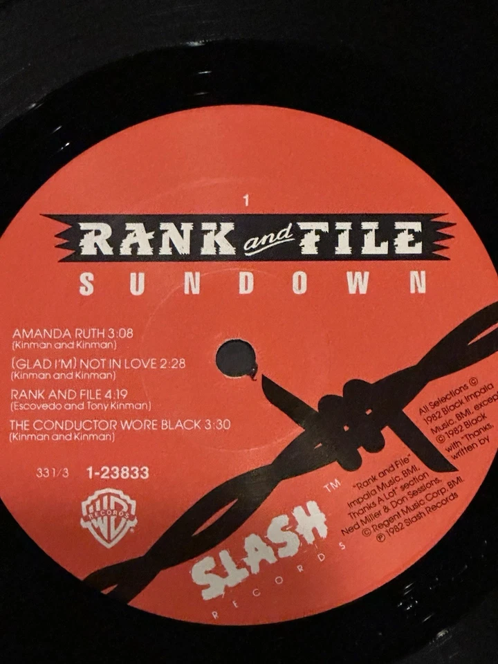 Rank and File – Sundown LP (1982 Slash/Warner Bros. 1-23833, VG, Country Punk - Image 4 of 4