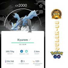 Pok mon Go - NON SHINY Pokemon Kyurem Black Background - Trade Registered