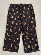 Soma L Cool Nights Crop Pajama Pants Feline Fun Mid Black