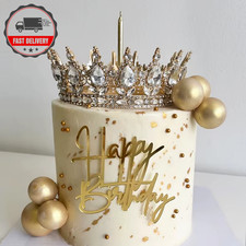 Large Crown Cake Topper Happy Birthday Party Cake Decoration Metal Gold Silver C