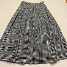 Vintage Pendleton Sz 6 100 Pure Virgin Wool Skirt Black Yellow Pleated Y2K USA