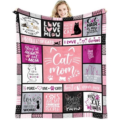 Mothers Day Cat Mom Gifts Throw Blanket 60'' x 50'' - Cat Gifts for Lovers, Wom...