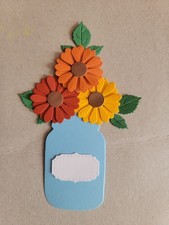 1 Mason jar of Fall Color flowers Die Cuts Scrapbook Cardstock
