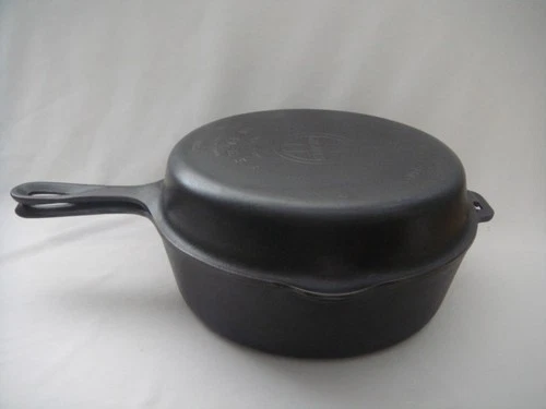 Vtg Griswold Lg Block 80 Double Cast Iron Skillets Top 1103 Bottom 1102 Repaired