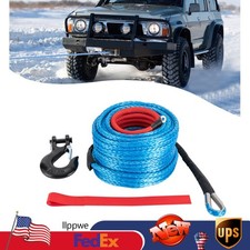 23000lbs 3/8"x100ft Synthetic Winch Rope with Hook Recovery Line Cable Truck SUV