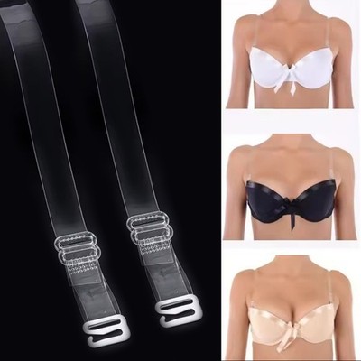 2 Paar unsichtbare BH Träger transparent verstellbar abnehmbar transparent Metallhaken