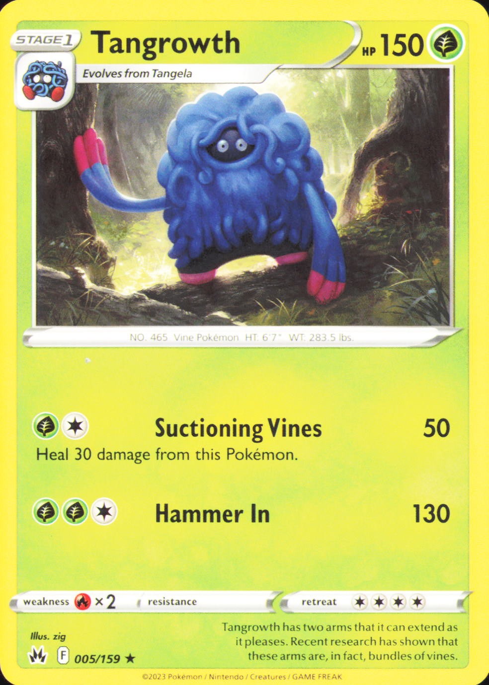 Tangrowth 005/159 Rare Crown Zenith Pokemon Near Mint