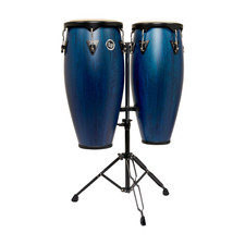 Latin Percussion 10"/11" City II Conga Set w/ Double Stand - Mango Blue Black