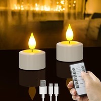 Led Teelichter Wiederaufladbar Mit Timer Fernbedienung, 2Er Set