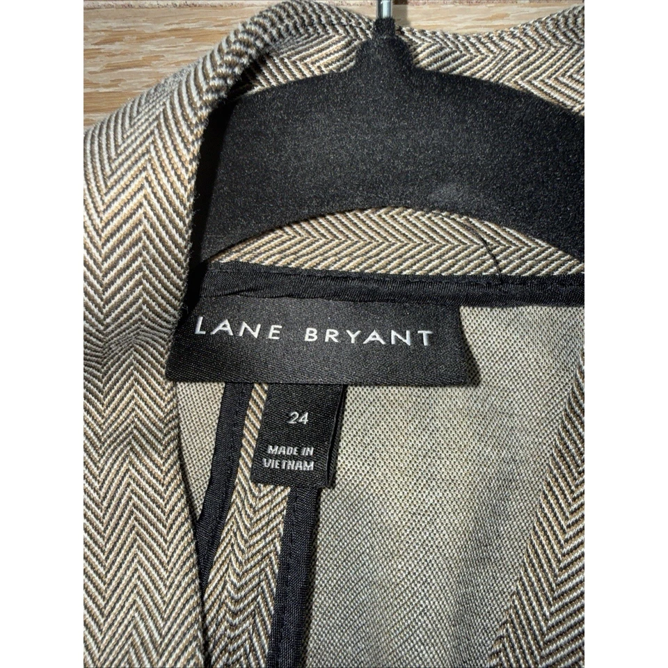 Lane Bryant Women's Gray Herringbone Collarless Blazer Jacket Size 24 - Image 4 of 4