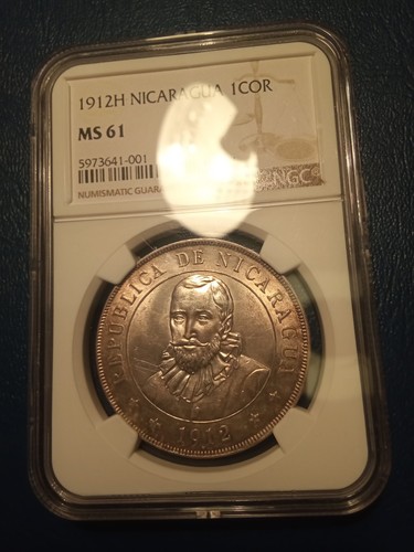 Nicaragua 1 Cordoba 1912-H NGC MS 61