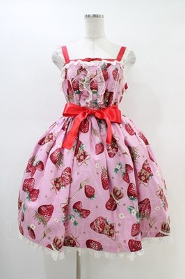 Angelic Pretty  Crown Berry イチゴ jsk Angelic Pretty Royal Crown Berry JSK Free Size Pink Lolita Japan