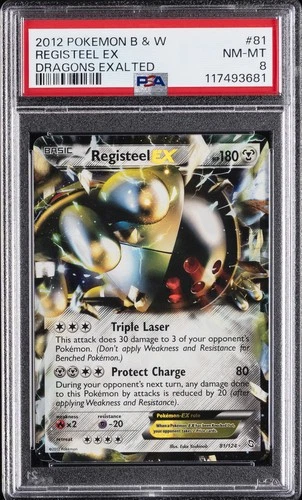 2012 POKEMON B&W DRAGONS EXALTED #81 REGISTEEL EX PSA 8