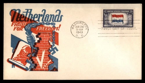 Mayfairstamps US FDC 1943 Flag of Netherlands First Day Cover aaw_92561