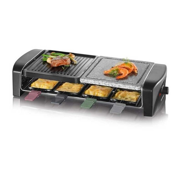 Severin Rg 9645 Raclette-Grill Mit Naturgrillstein Und Gussplatte 8 PfäNnchen An-image