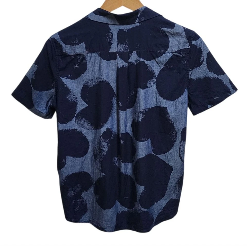 Equipo Top Mujer Talla S Azul Corazones Botón V Cuello Manga Corta Bolsillo Corbata Cintura Foto 2 de 4