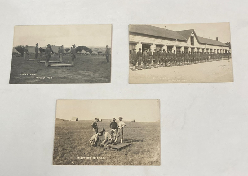 Three Fort Riley Kansas KS RPPC Real Photo Postcards WWI Era Excellent Condition