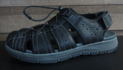 Clarks Brixby Cove Mens 13 Black Leather Fisherman Sandals Bungee Sport 26133891 Mens Clarks Brixby Cove Black Leather Fisherman Size 13  main image 2