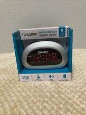 SHARP Digital Alarm Clock, Top Button Controls, Silver Case, SPC08089DD