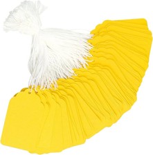 Price Tags, 500 Pcs Yellow Paper Gift Tags with String, 2.76" X 1.69" Blank Mark
