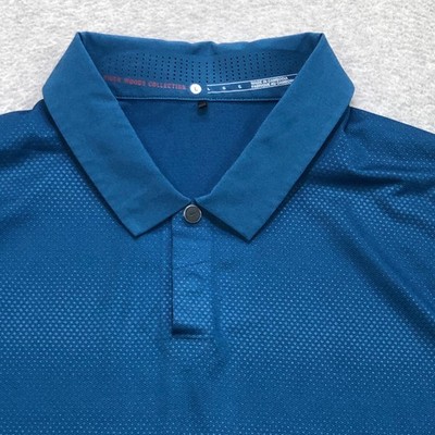 Nike Polo Shirt Men Large Blue Tiger Woods Collection Golf Performance Stretch