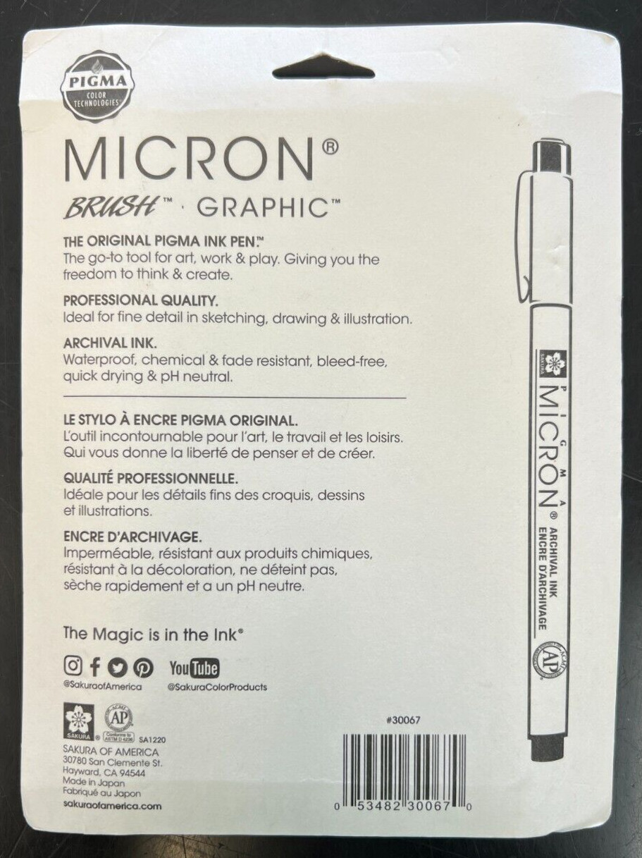 Sakura Pigma Micron Pen Set Black Brush Graphic 30067