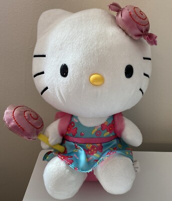 Hello Kitty Plush Soft Toy Pink Lollipop Candy Dress Stuffed Cat - Sanrio 2013