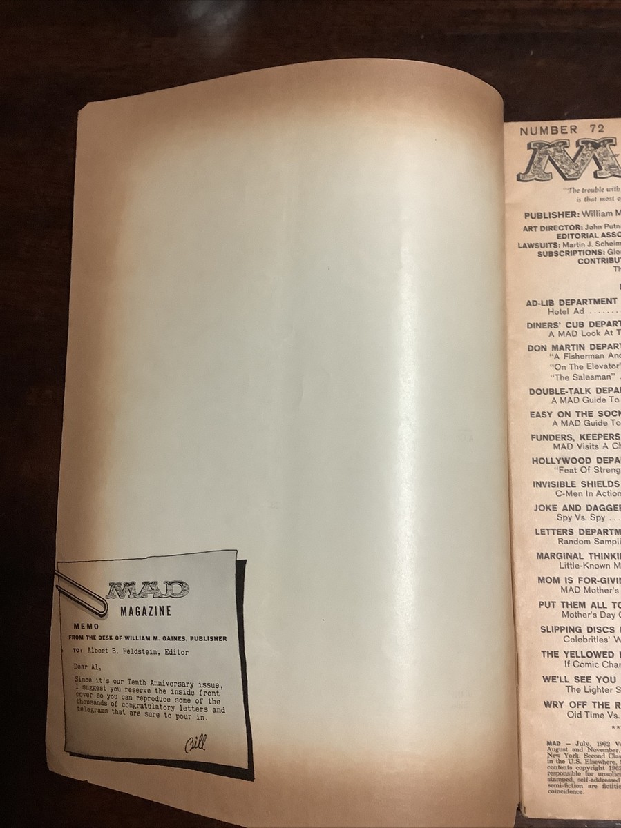 Mad Magazine Number 72 - July 1962 - Special 10th anniversary