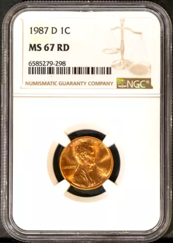 1987-D 1c Lincoln Memorial Small Cent MS 67 Red NGC # 6585279-298 + Bonus