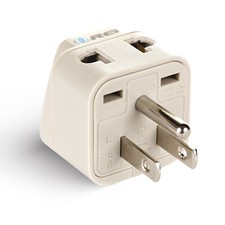 OREI 2 in 1 USA Travel Adapter Plug - UK/EU to US Type B -Grounded Beige