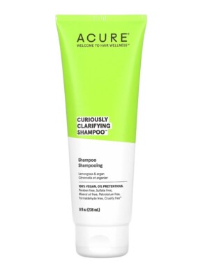 Acure Curiously Clarifying Shampoo Lemongrass & Argan. 8oz New Factory Sealed!