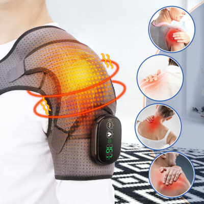 Electric Heated Shoulder Joint Brace Support with Vibration Relief Pain Massager