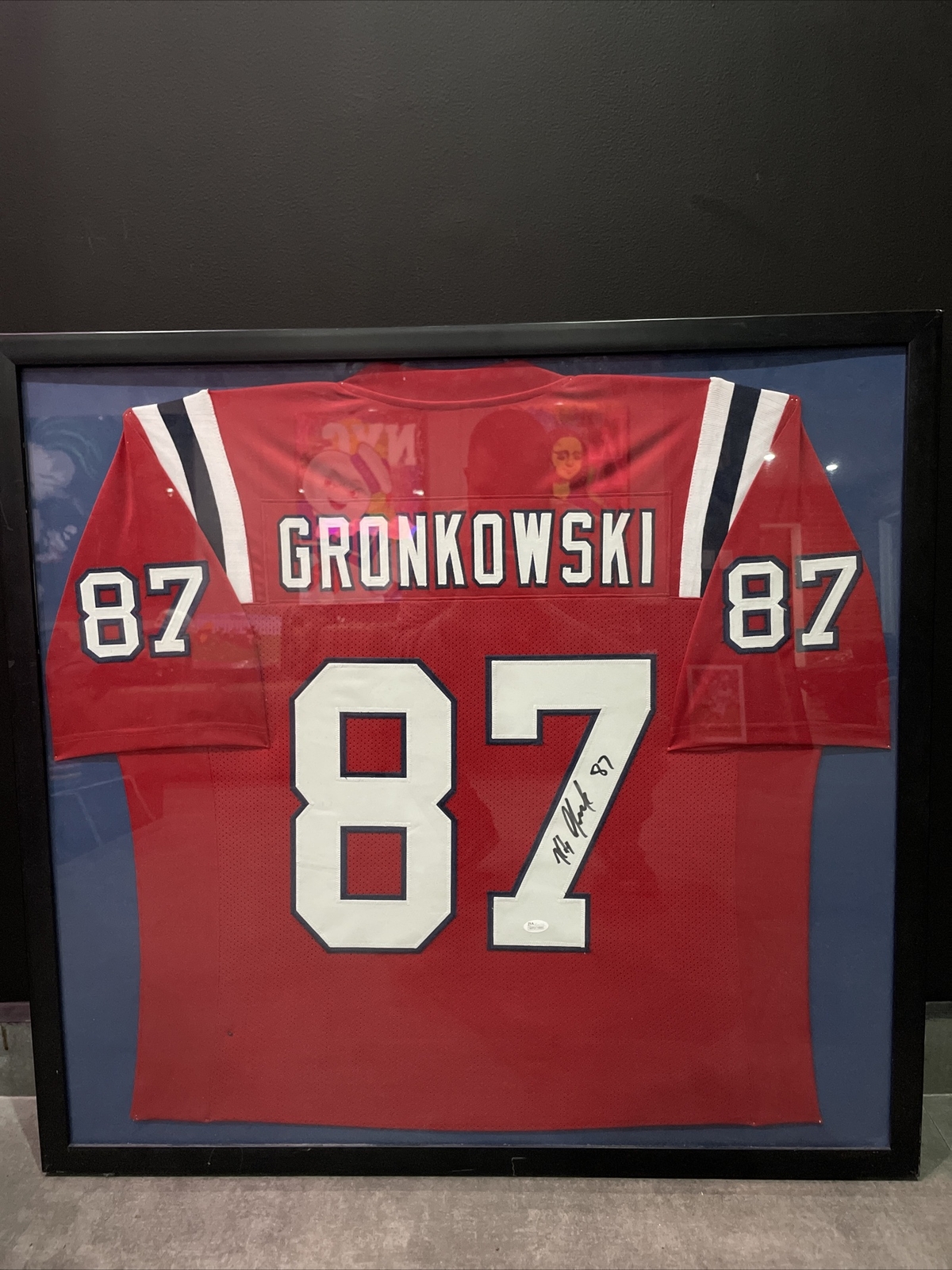 Rob Gronkowski Autographed Signed New England Patriots FRAMED JERSEY COA 
