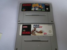 Thumbnail of ebay&reg; auction 374671664516 | Super Nintendo Entertainment System SNES  NBA Live 97 + Super Soccer - nur Modul