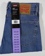 Levis 505 Jeans Men 30x34 Regular Fit Stretch Straight Leg Sits at Waist Blue