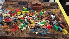 1970s Miniature Noahs Ark With Many Miniature Animal Figures.
