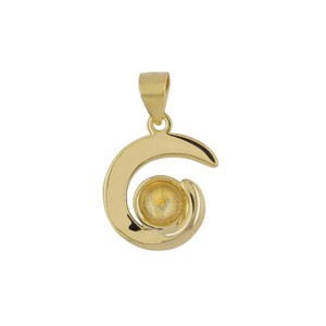 Authentic Gold Plated Sterling Silver Pendant Bail Glue In Pearl Holder Mount #99949