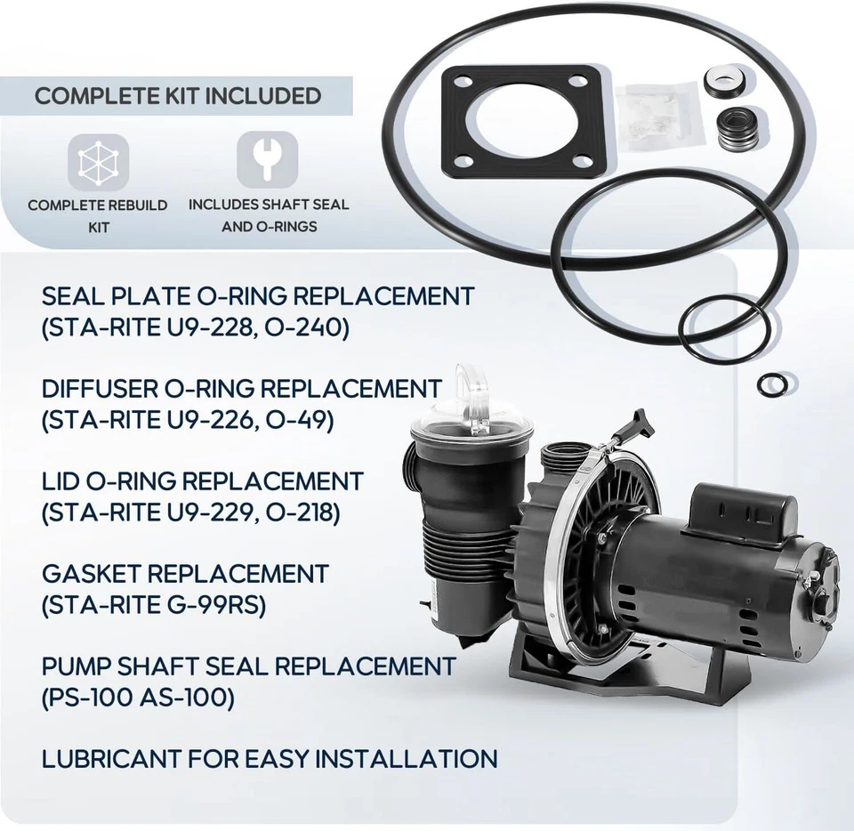 O-Ring Pump Repair Rebuild Kit for Sta-Rite P2RA P2R DuraGlas MaxeGlas PRE 1998 - Image 2 of 4
