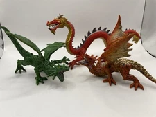 Safari Ltd Horned Imperial Red DRAGON 7" Chinese Oriental Fantasy lot of 3