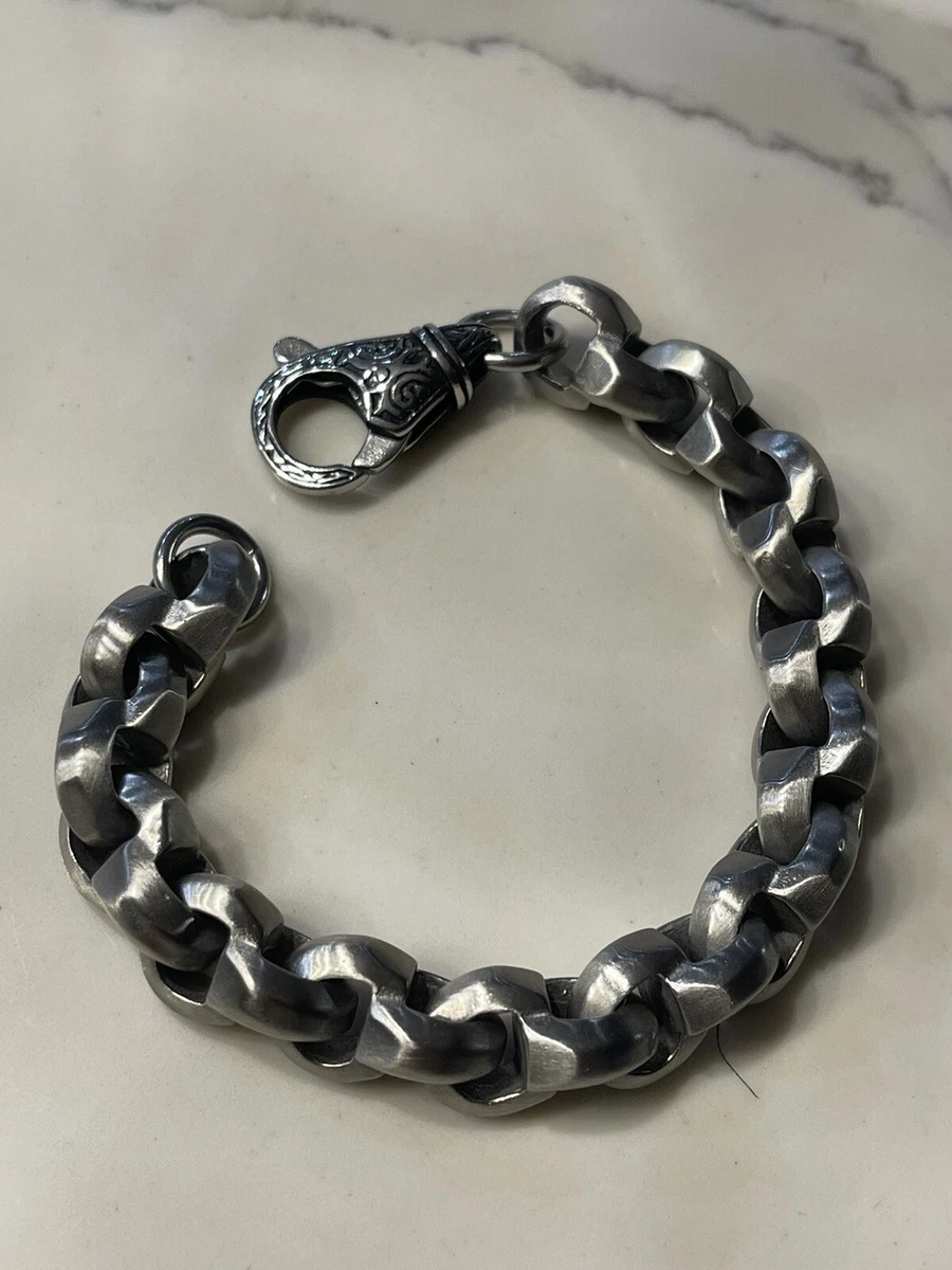 EDC Classic Men’s Stainless Steel Heavy D Fat Chain Bracelet, 8-7/16”-214mm